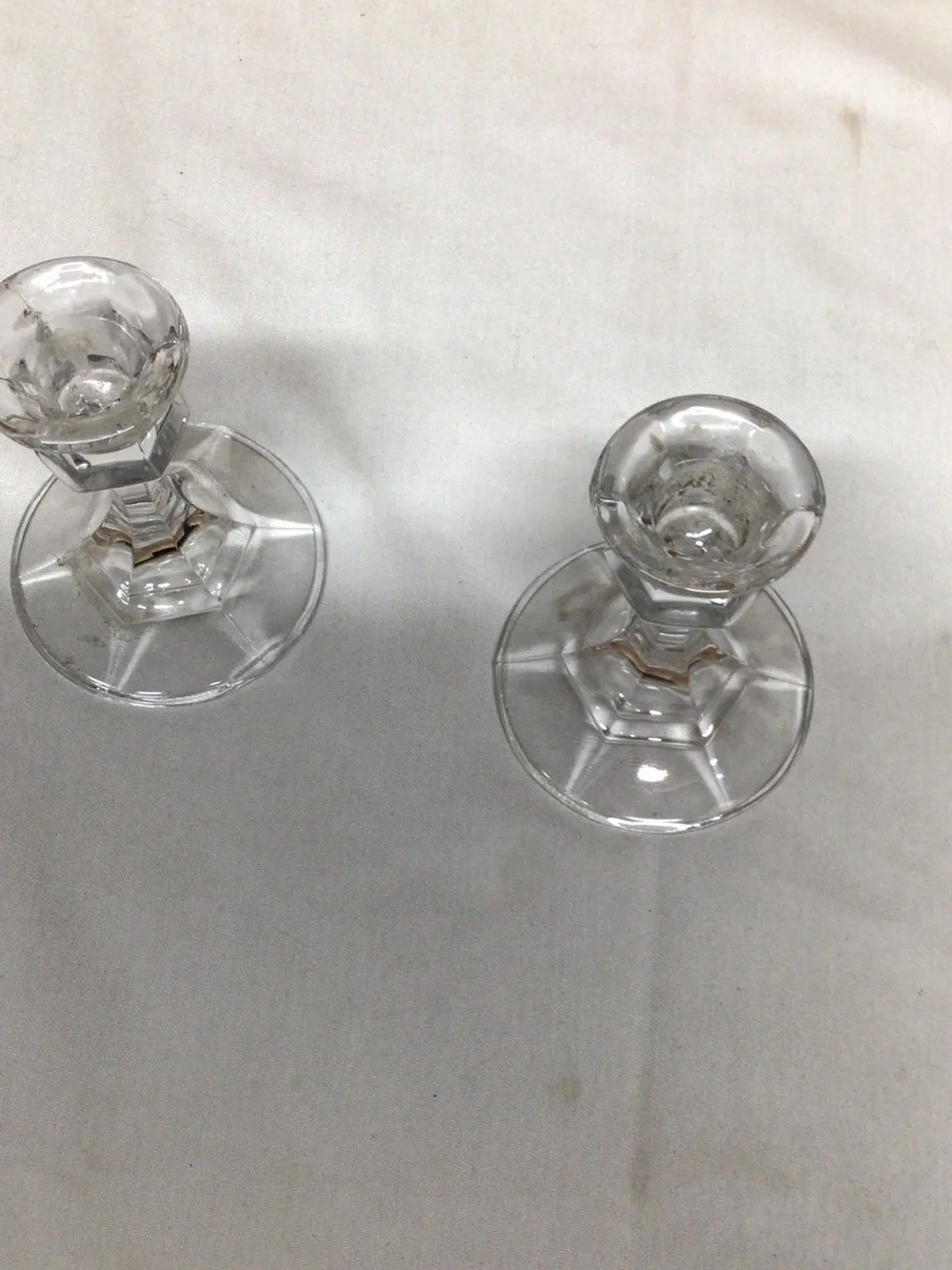 Clear Glass Stem Candlesticks - Pair,dining, diner, Halloween,,